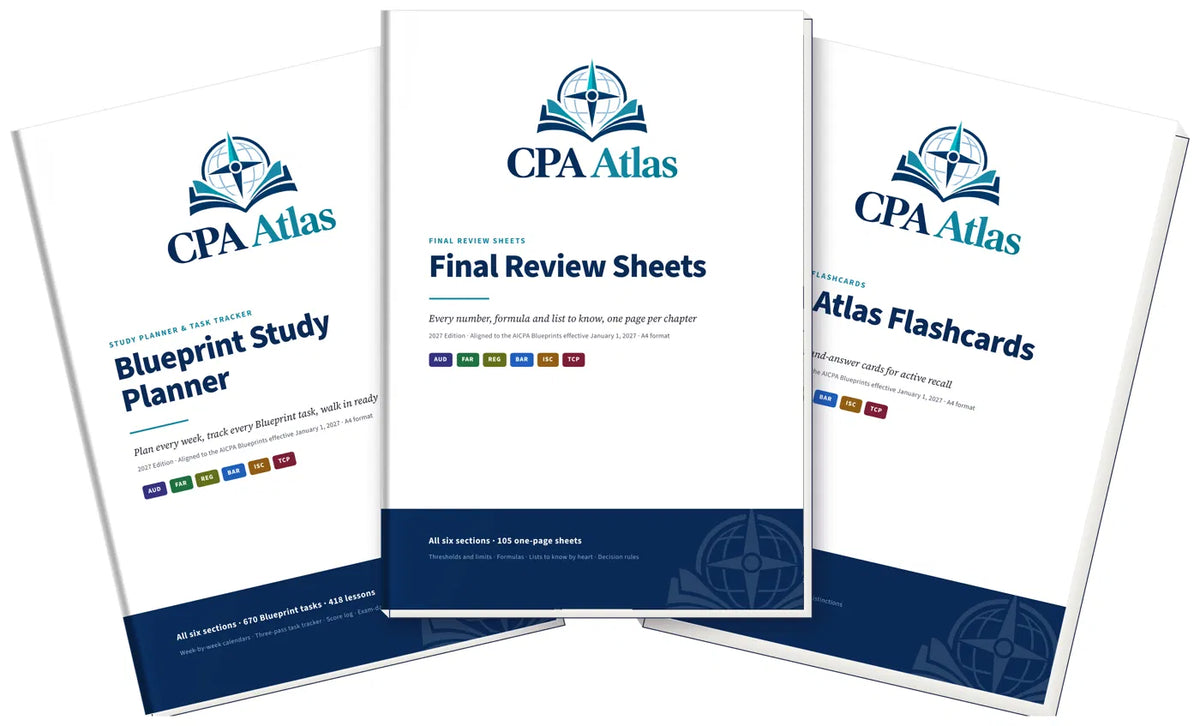 CPA Atlas Study Tools Trio 2027 (Planner + Review Sheets + Flashcards)